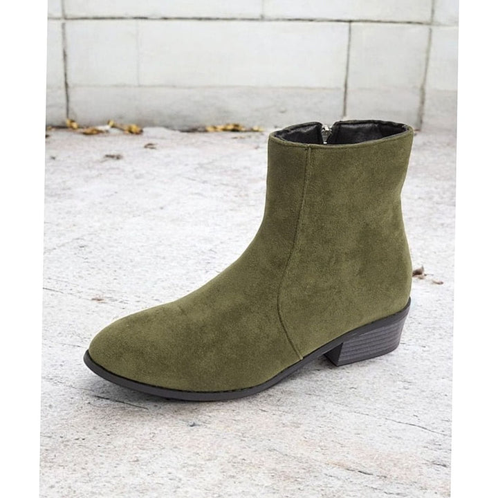 Women's Suede Side-Zip Block Heel Ankle Boots