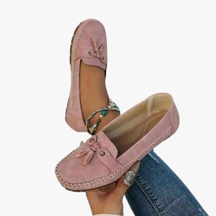 Women's Suede Tassel Slip-On Flat Loafers - Lyserød