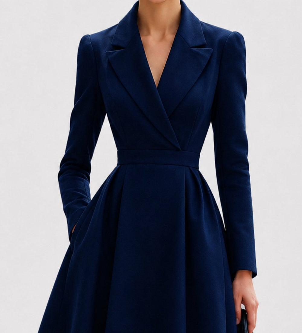 Women's Tailored Long-Sleeve A-Line Formal Dress Coat