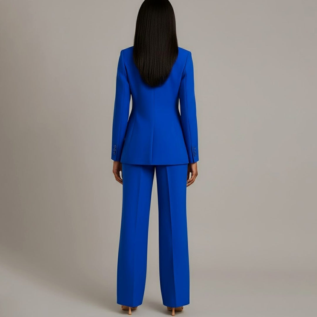 Women's Tailored Single-Button Blazer Pants Suit Set
