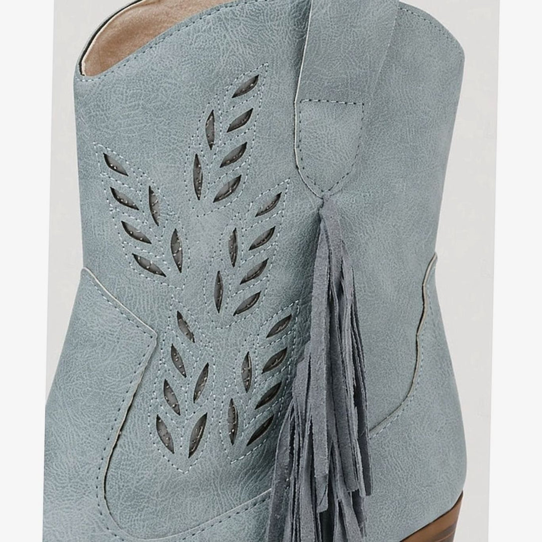 Women's Tasseled Western Cowboy Ankle Boots Block Heel