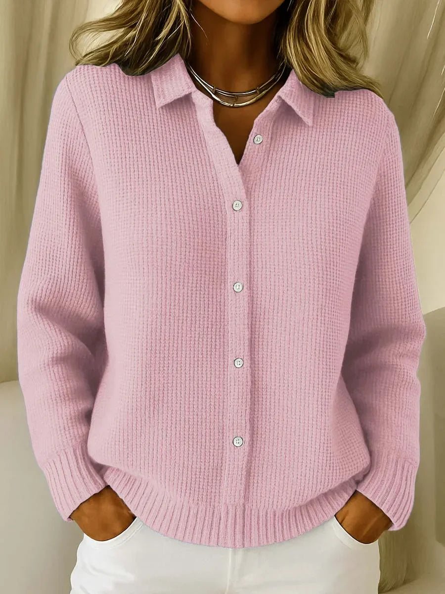Women's Textured Button-Down Knit Sweater Cardigan - Pink