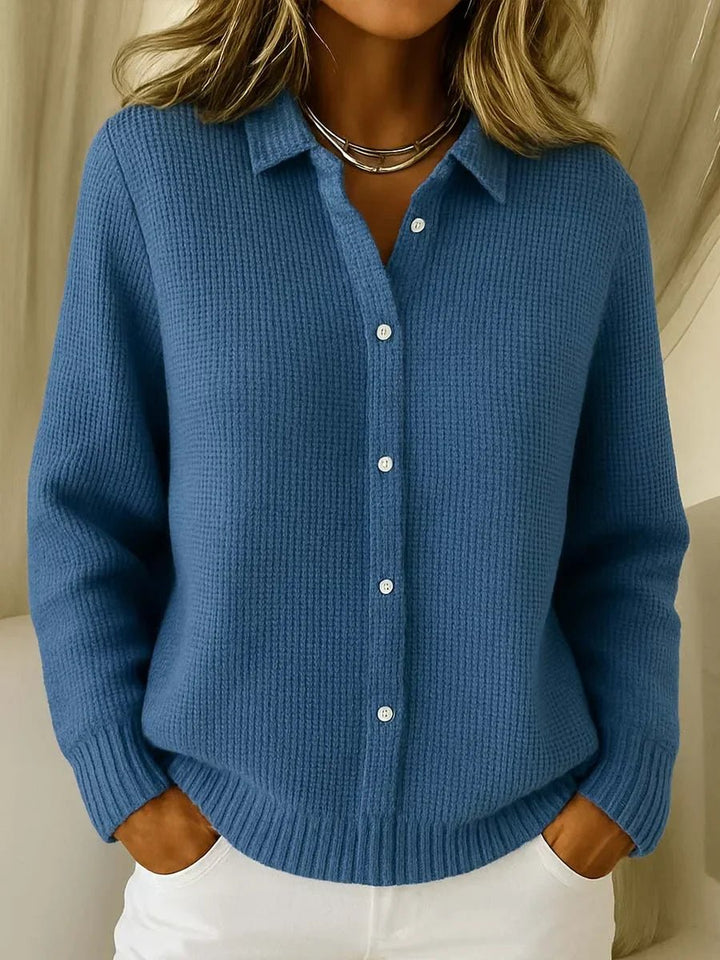 Women's Textured Button-Down Knit Sweater Cardigan - Dark Blue