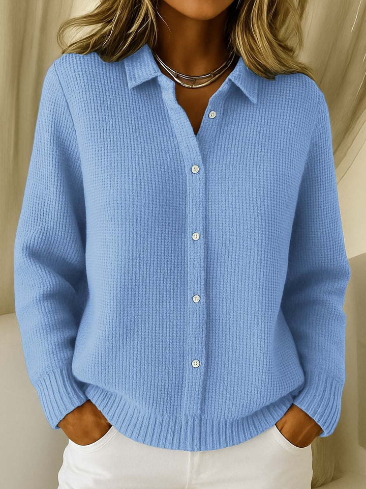 Women's Textured Button-Down Knit Sweater Cardigan - Blue