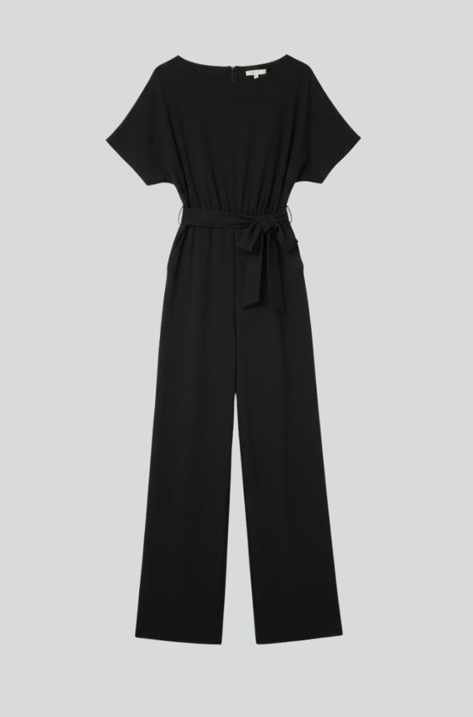 Women's Tie-Belt Wide-Leg Short-Sleeve Jumpsuit
