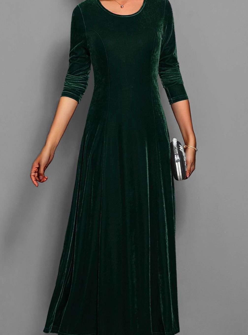 Women's Velvet Long Sleeve Formal Maxi Party Dress