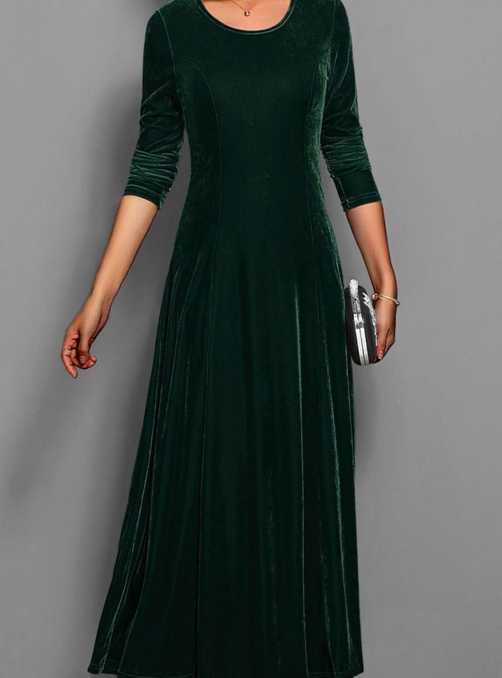 Women's Velvet Long Sleeve Formal Maxi Party Dress