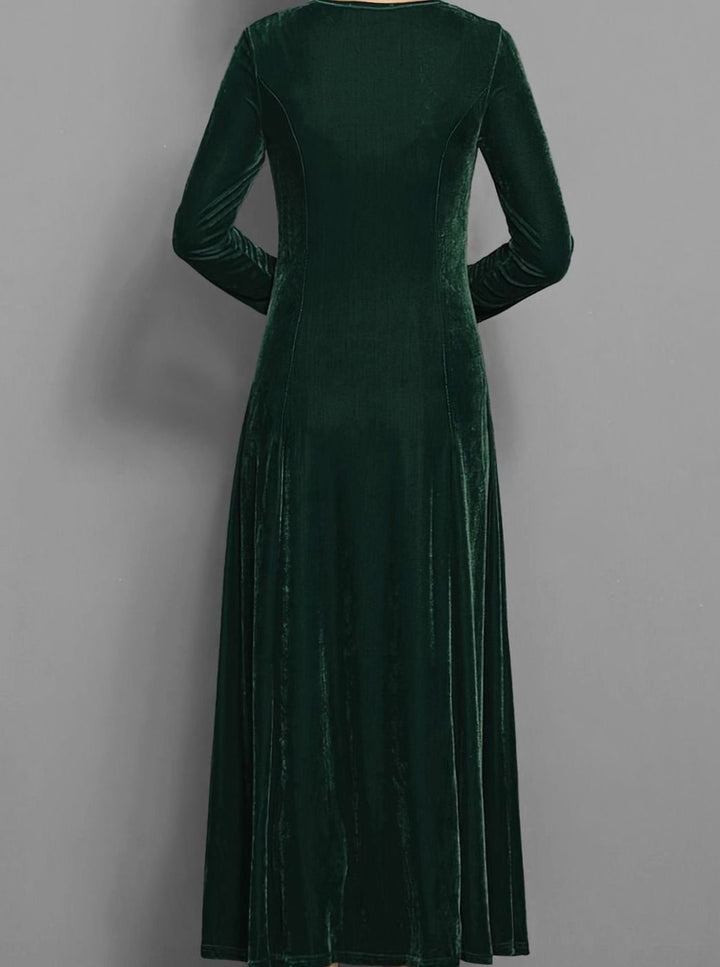 Women's Velvet Long Sleeve Formal Maxi Party Dress