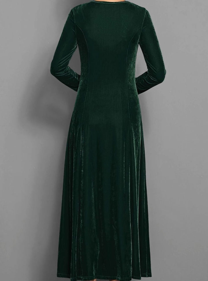 Women's Velvet Long Sleeve Formal Maxi Party Dress