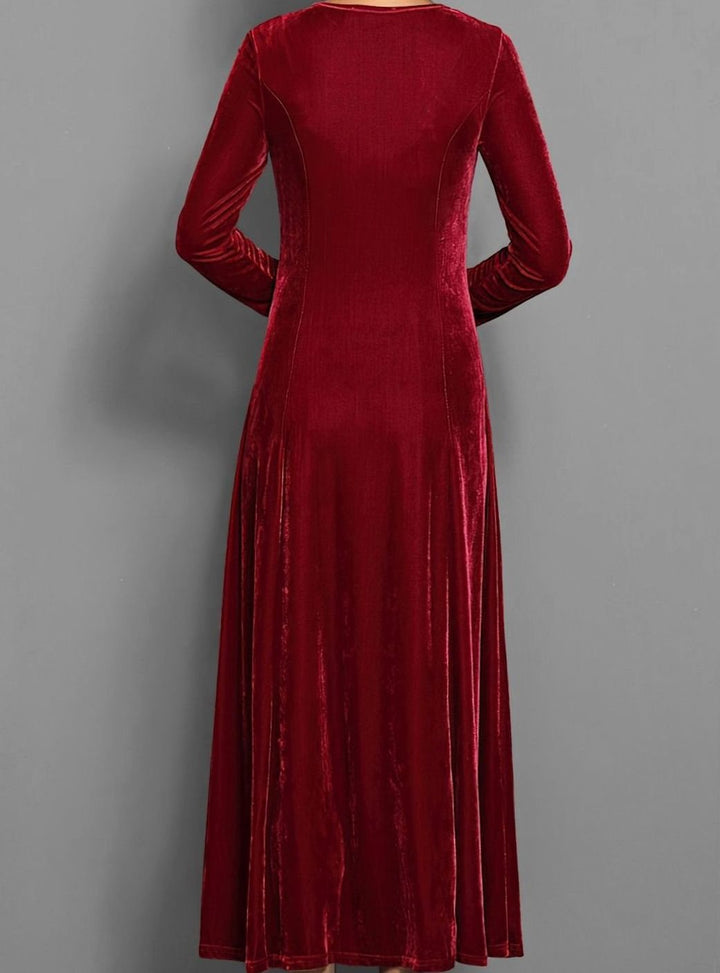 Women's Velvet Long Sleeve Formal Maxi Party Dress