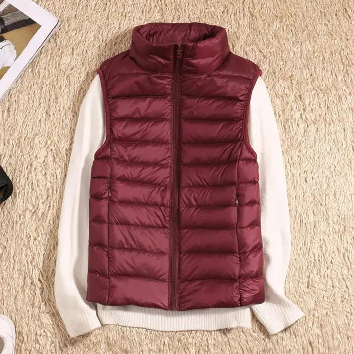 Women's Vest Ultra Light Sleeveless Packable Down Puffer - Dark Red