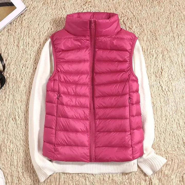 Women's Vest Ultra Light Sleeveless Packable Down Puffer - Rose Red