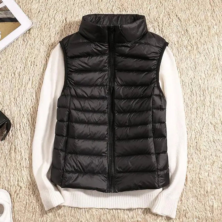 Women's Vest Ultra Light Sleeveless Packable Down Puffer - Black