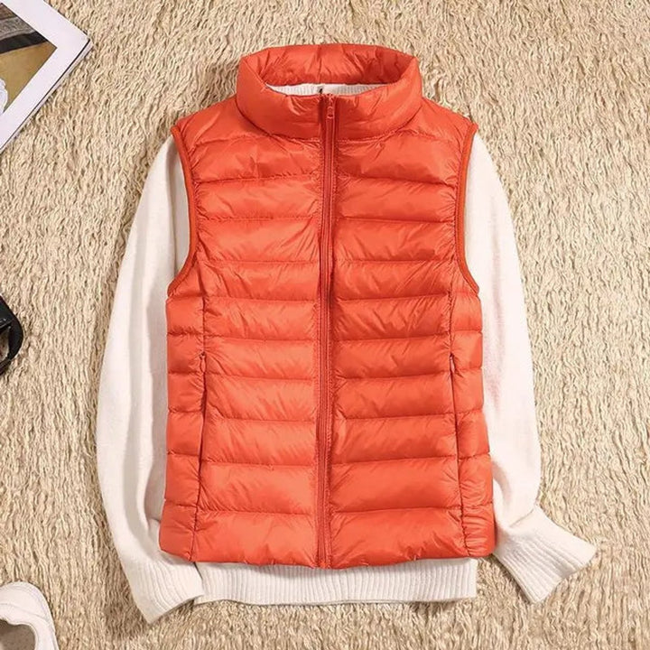 Women's Vest Ultra Light Sleeveless Packable Down Puffer - Orange