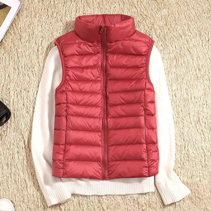 Women's Vest Ultra Light Sleeveless Packable Down Puffer - Red