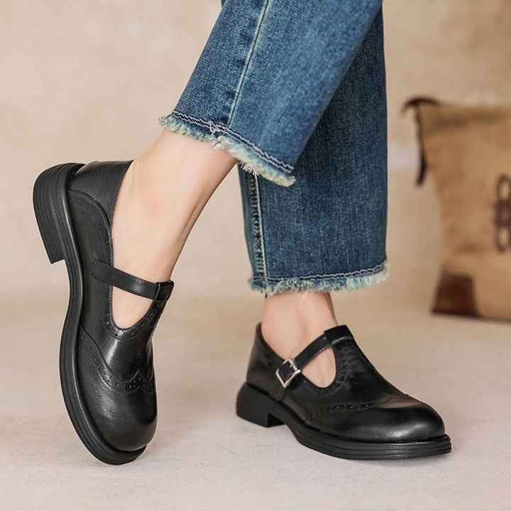 Women's Vintage Brogue T-Strap Mary Jane Flat Shoes
