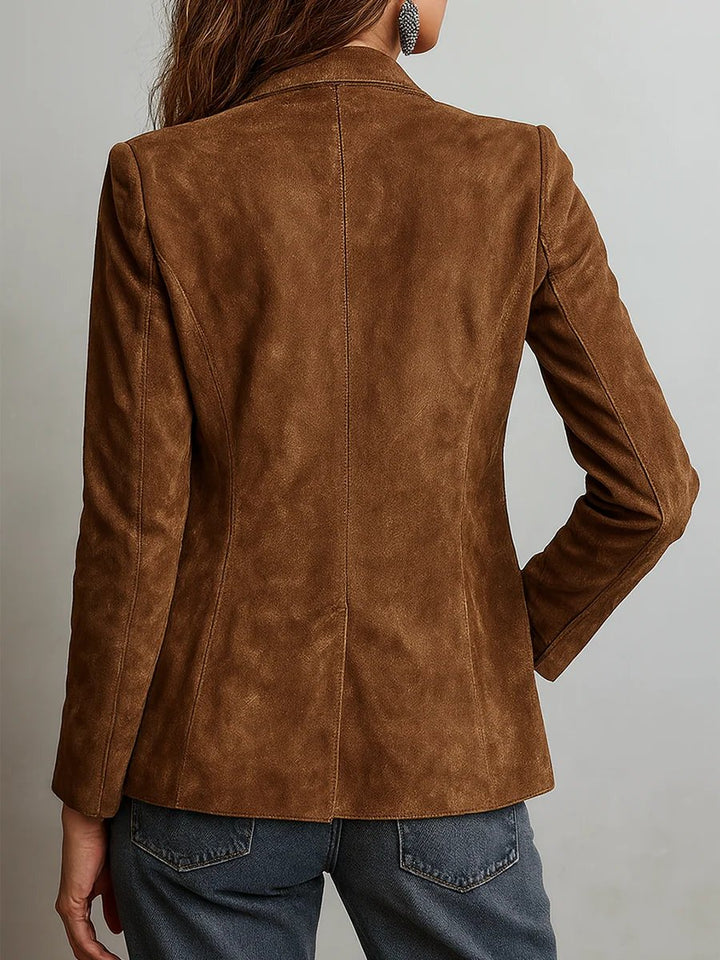 Women's Vintage Faux Suede Tailored Blazer Jacket