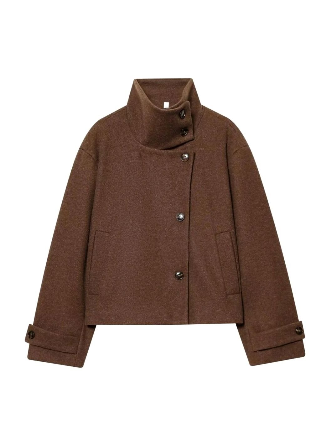 Women's Vintage High-Neck Stand Collar Wool-Blend Coat