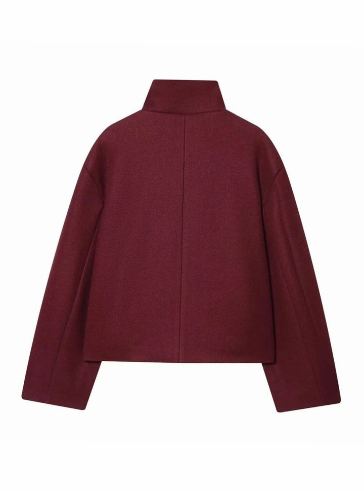 Women's Vintage High-Neck Stand Collar Wool-Blend Coat