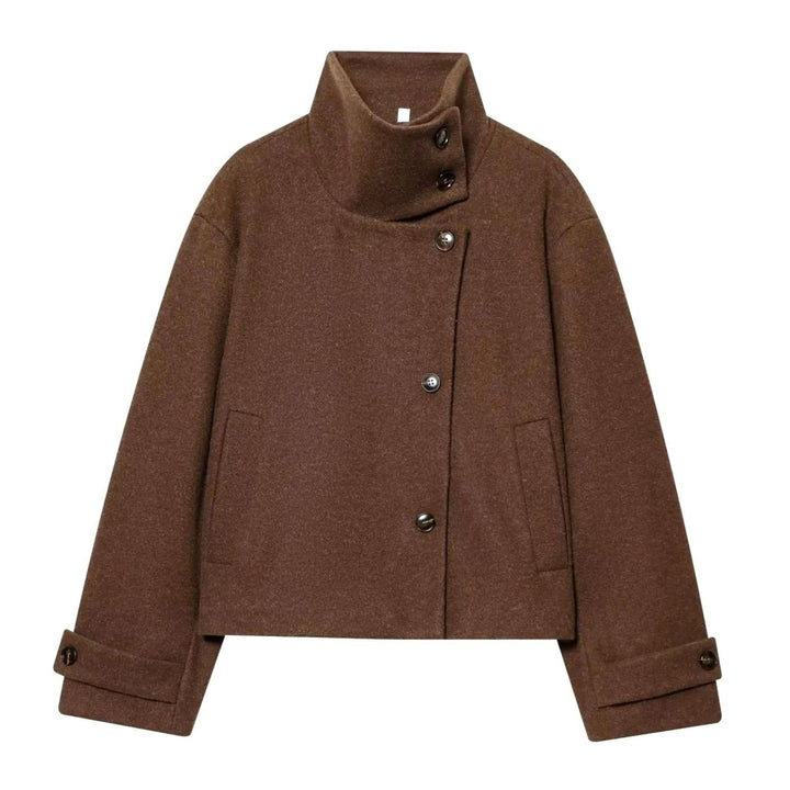 Women's Vintage High-Neck Stand Collar Wool-Blend Coat