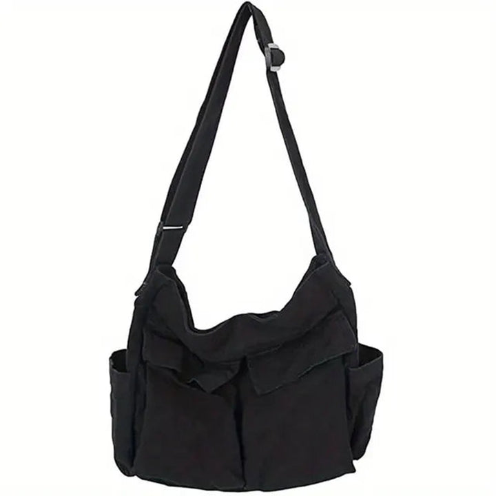Women's Vintage Multi-Pocket Canvas Tote Bag Shoulder Crossbody - Schwarz