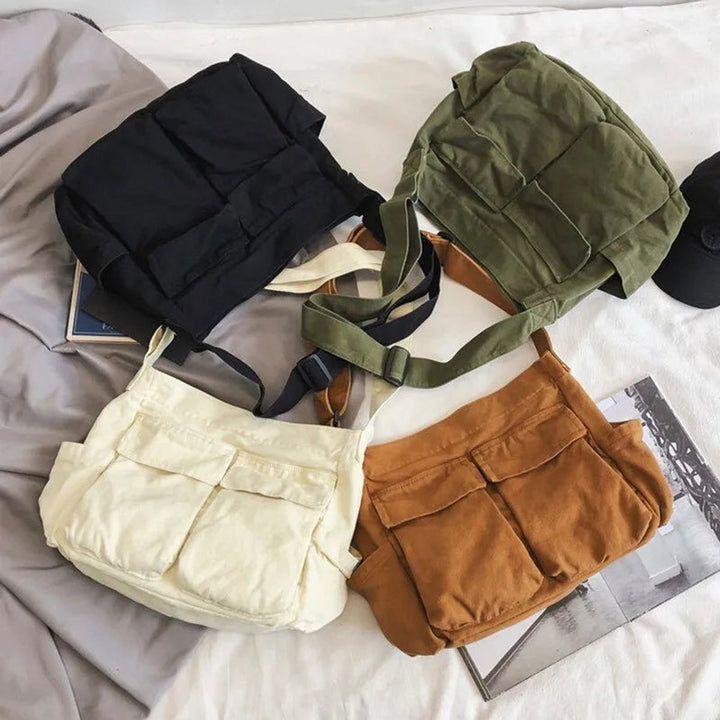 Women's Vintage Multi-Pocket Canvas Tote Bag Shoulder Crossbody
