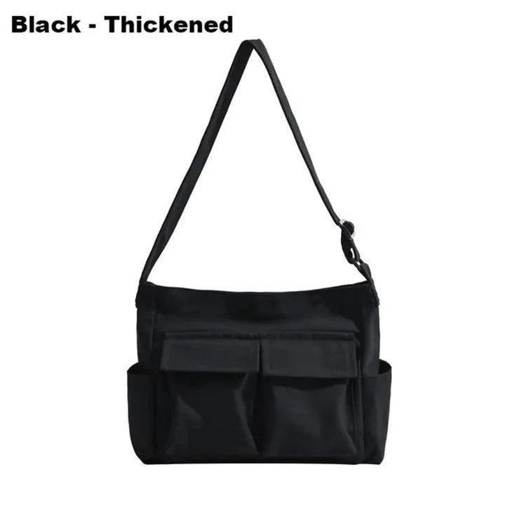 Women's Vintage Multi-Pocket Canvas Tote Bag Shoulder Crossbody - Schwarz verdickt