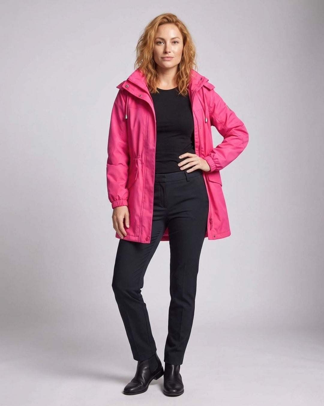 Women's Water-Resistant Hooded Drawstring Parka Coat