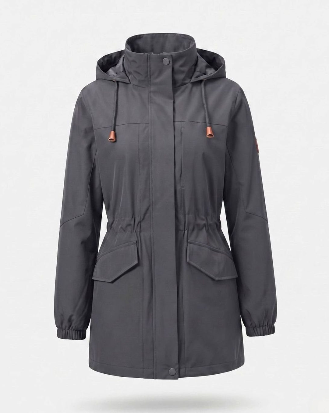 Women's Water-Resistant Hooded Drawstring Parka Coat - Men's Military Gray