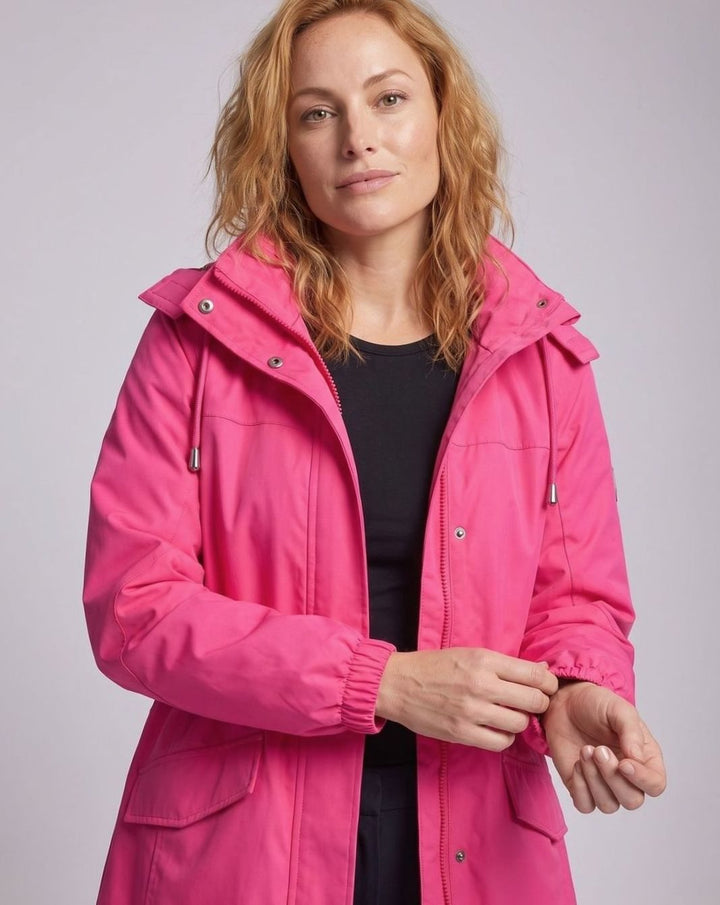 Women's Water-Resistant Hooded Drawstring Parka Coat