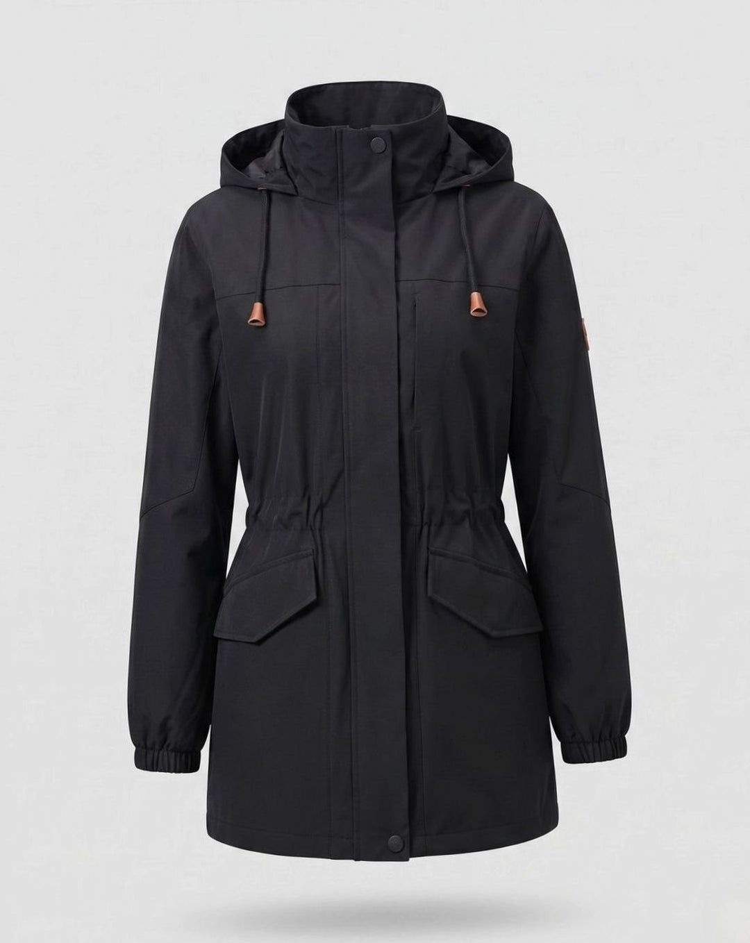 Women's Water-Resistant Hooded Drawstring Parka Coat - Women's Black
