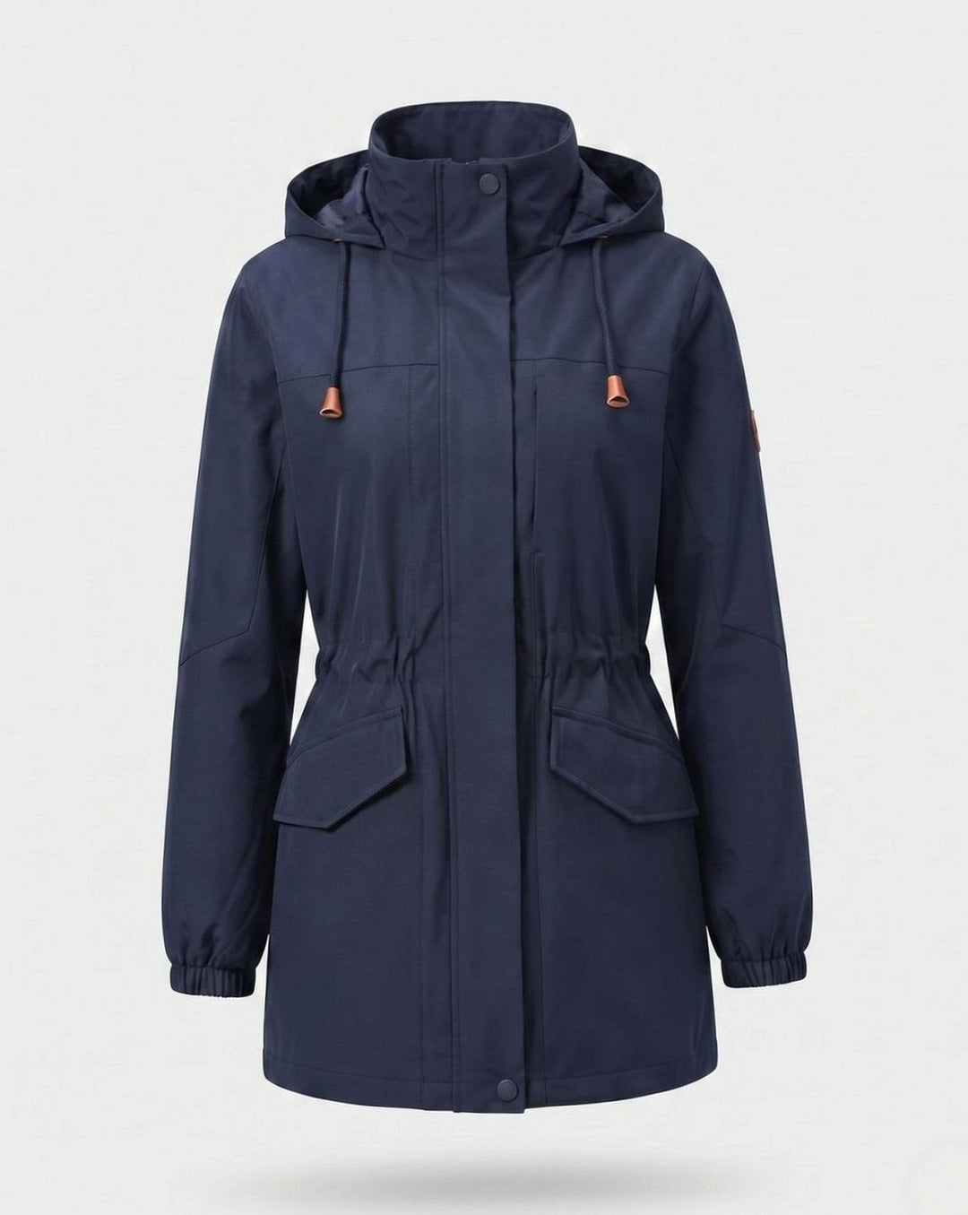 Women's Water-Resistant Hooded Drawstring Parka Coat - Women's Dark Blue
