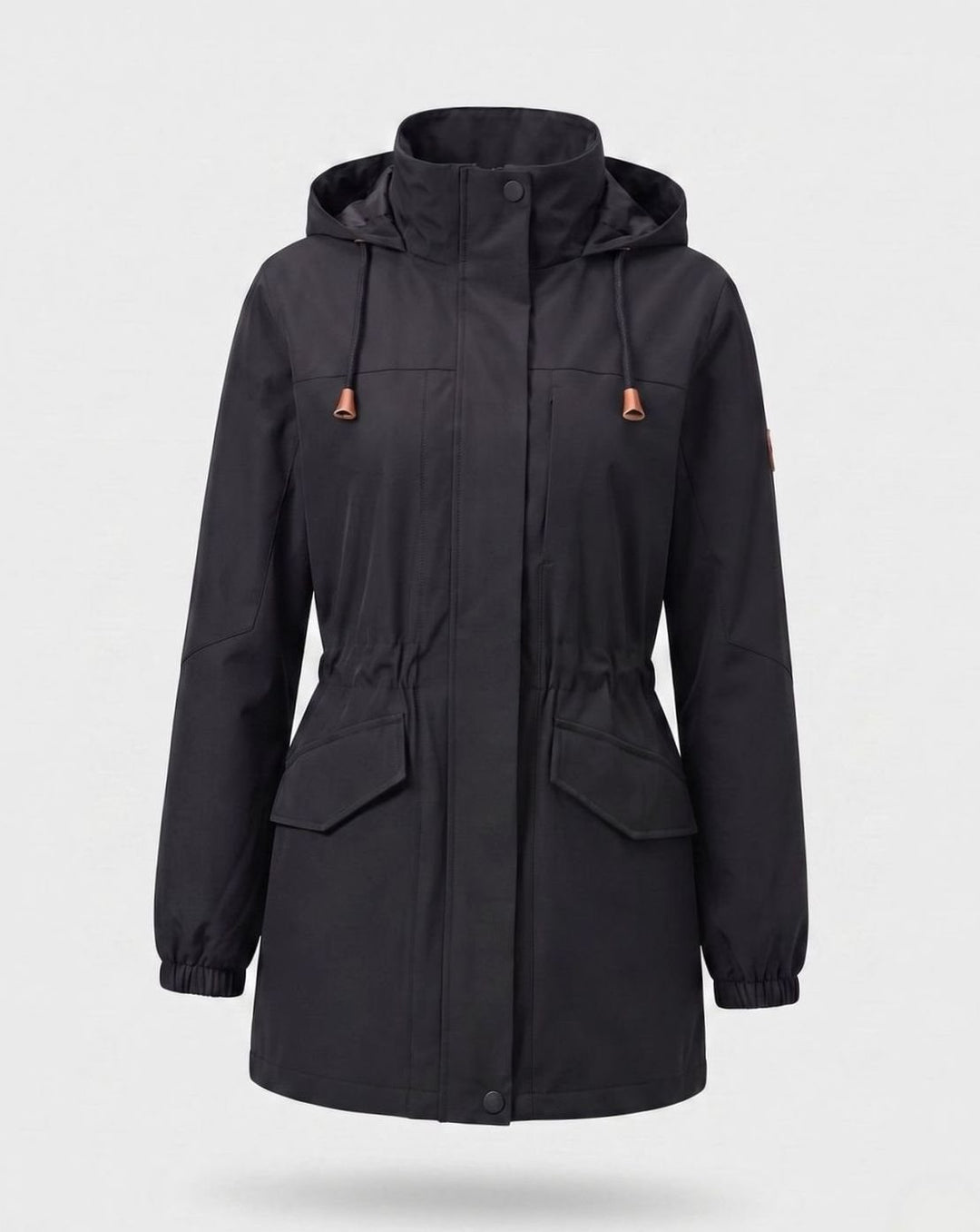 Women's Water-Resistant Hooded Drawstring Parka Coat - Men's Black