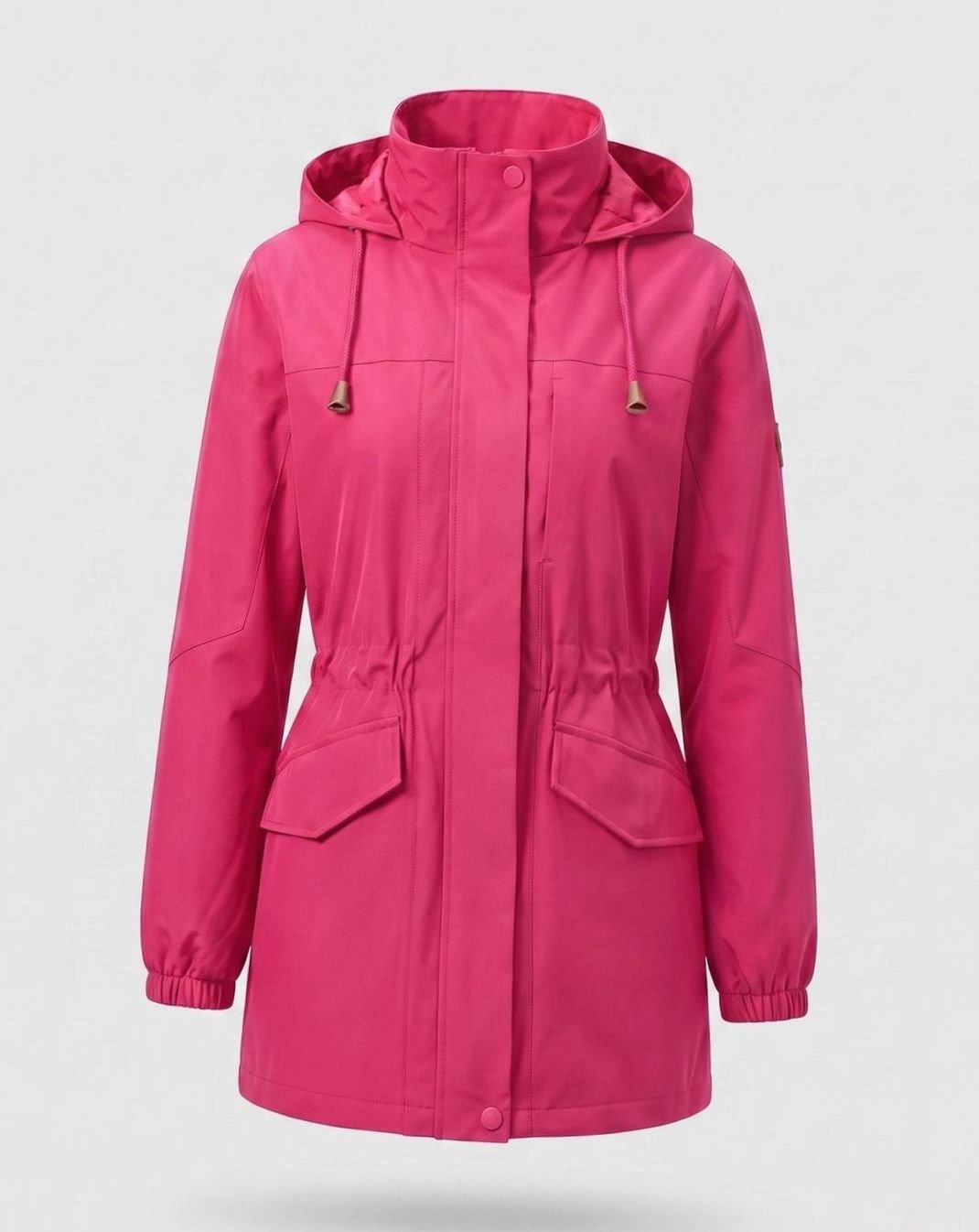 Women's Water-Resistant Hooded Drawstring Parka Coat - Women's Magenta