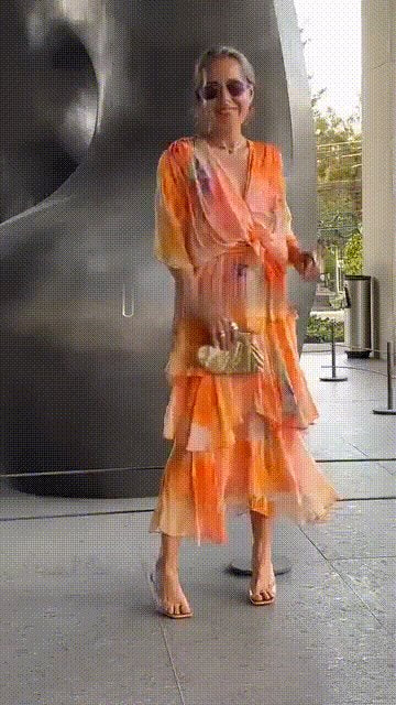 Women's Watercolor Floral Tiered Chiffon Maxi Dress V-Neck
