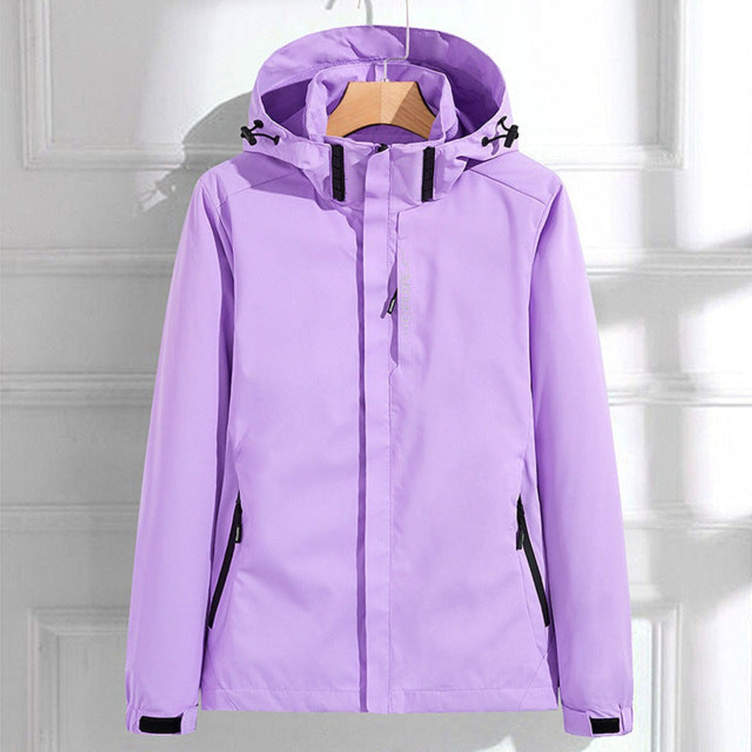 Women's Waterproof Hooded Adjustable-Fit Lightweight Rain Jacket - Lilac