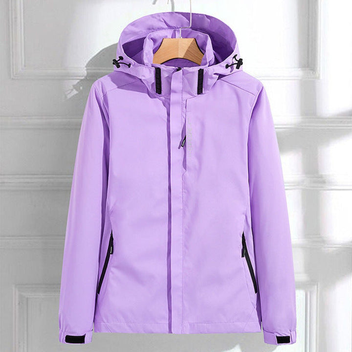 Women's Waterproof Hooded Adjustable-Fit Lightweight Rain Jacket - Lilac