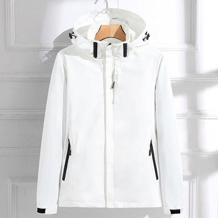 Women's Waterproof Hooded Adjustable-Fit Lightweight Rain Jacket - White
