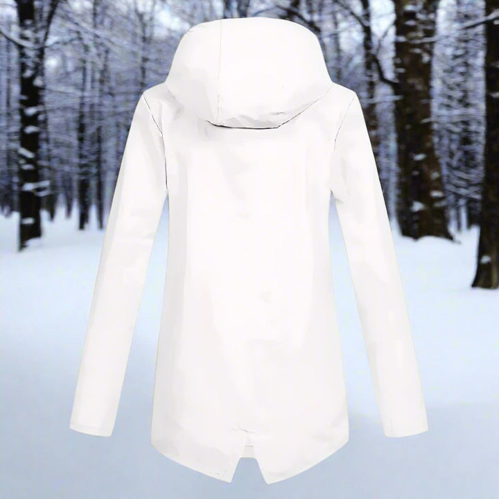 Women's Waterproof Hooded Longline Zip-Up Rain Jacket