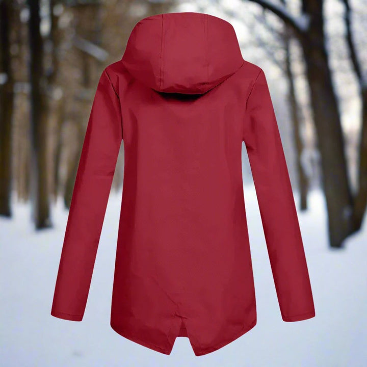 Women's Waterproof Hooded Longline Zip-Up Rain Jacket