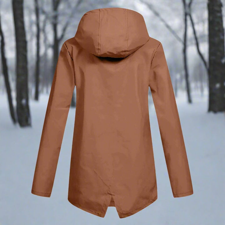 Women's Waterproof Hooded Longline Zip-Up Rain Jacket