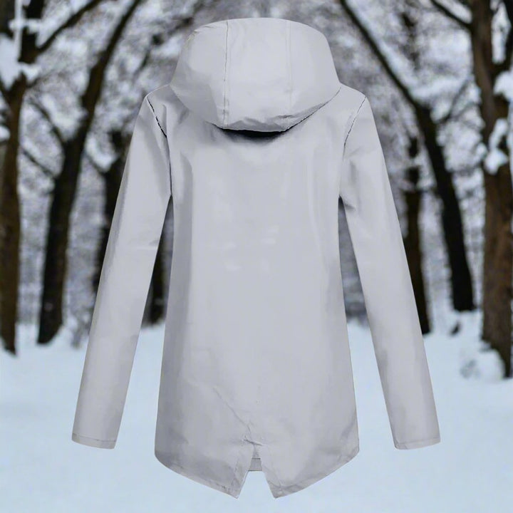 Women's Waterproof Hooded Longline Zip-Up Rain Jacket