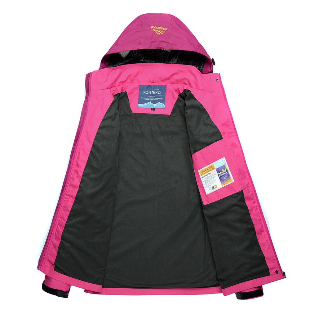Women's Waterproof Hooded Outdoor Windbreaker Quilted Jacket