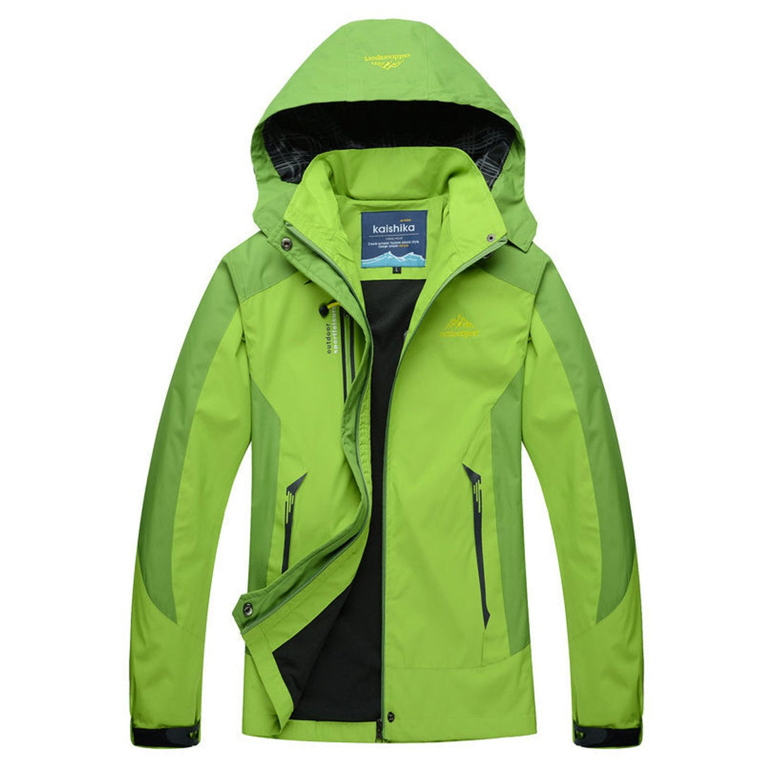 Women's Waterproof Hooded Outdoor Windbreaker Quilted Jacket - Green