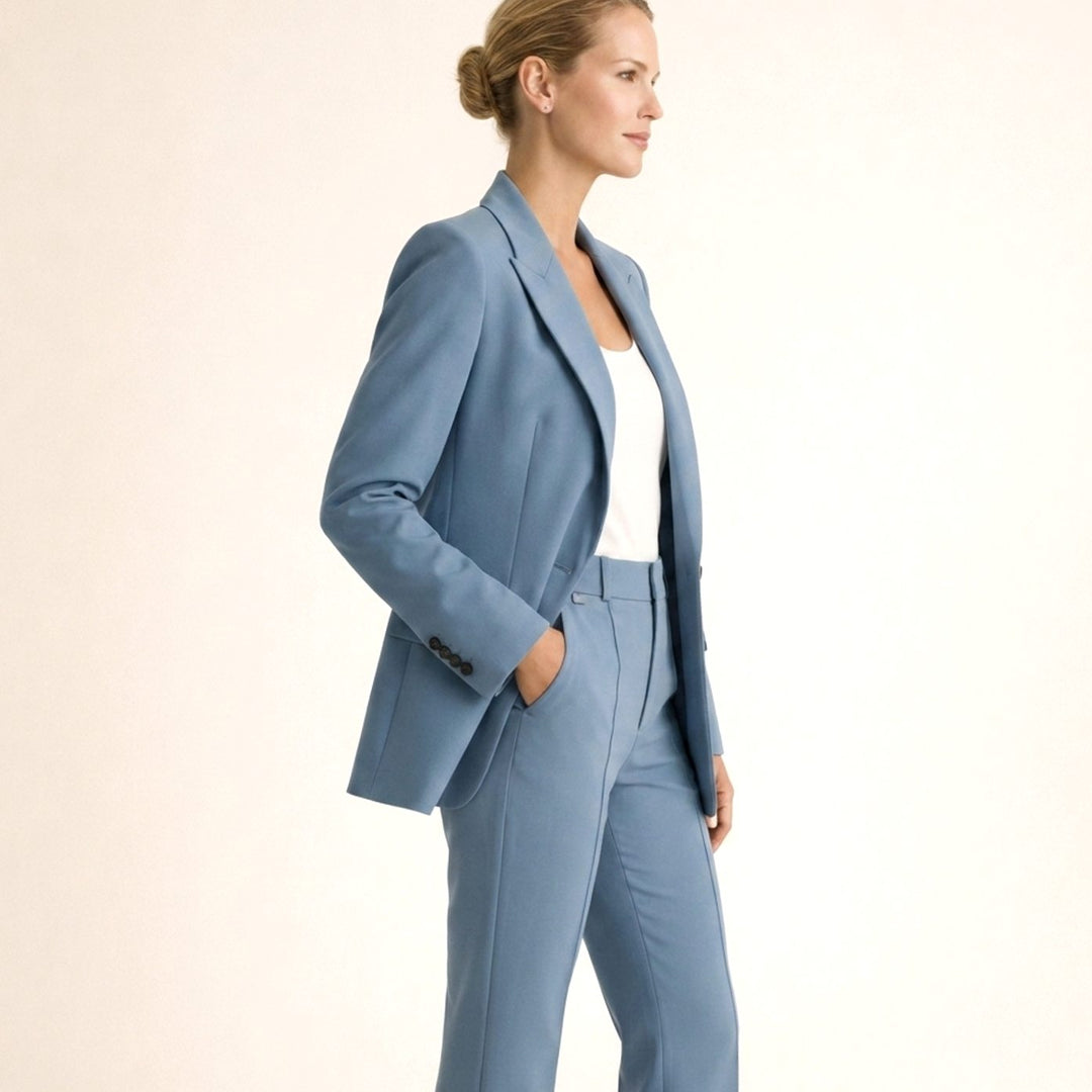 Women's Wide-Leg Flare Blazer Pant Suit Set