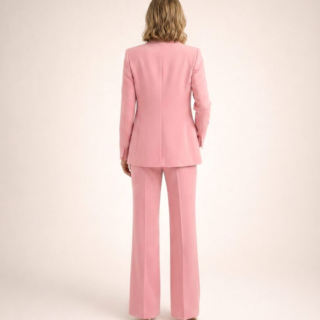 Women's Wide-Leg Flare Blazer Pant Suit Set