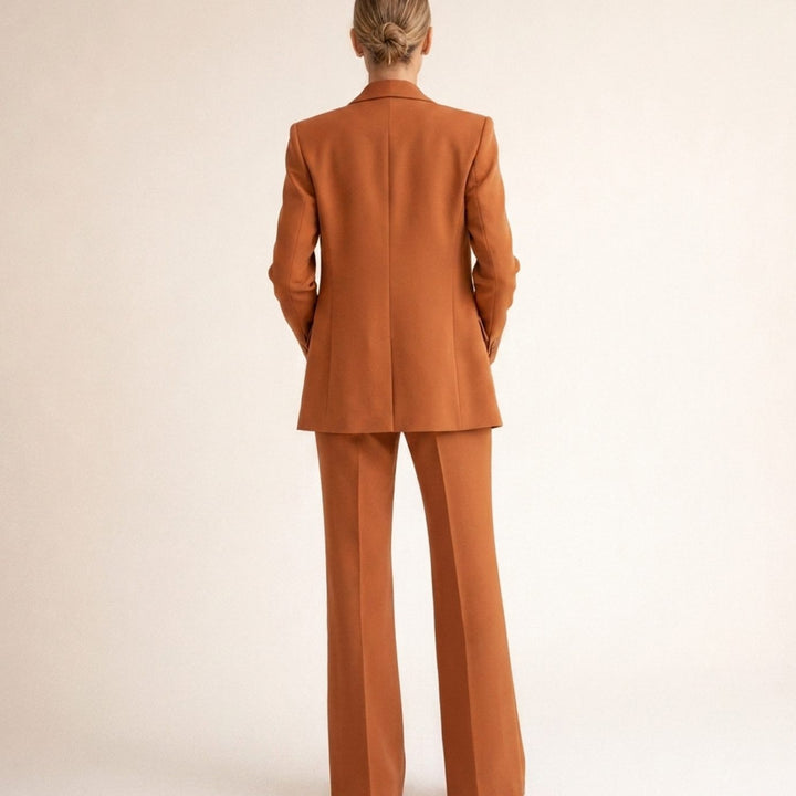 Women's Wide-Leg Flare Blazer Pant Suit Set