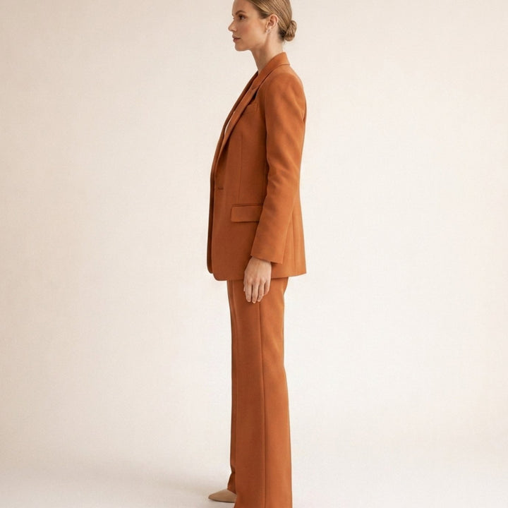 Women's Wide-Leg Flare Blazer Pant Suit Set
