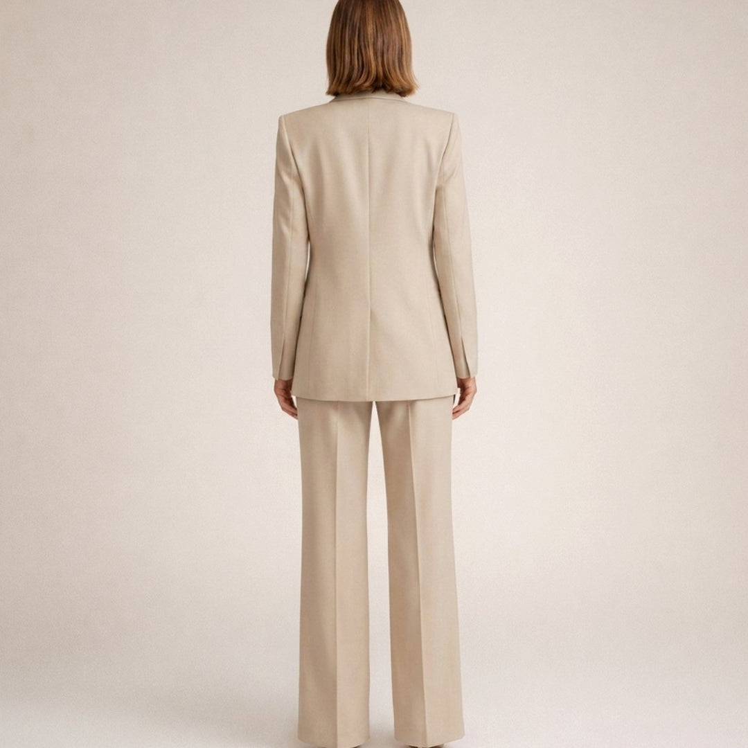 Women's Wide-Leg Flare Blazer Pant Suit Set