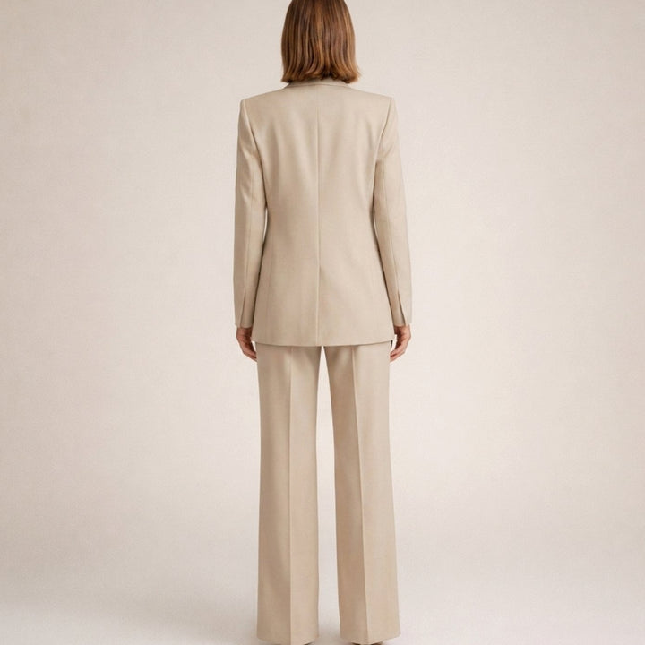 Women's Wide-Leg Flare Blazer Pant Suit Set